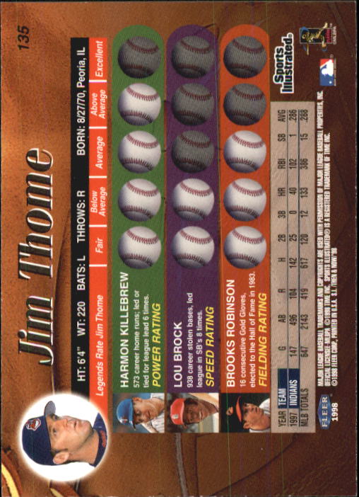 1998 Sports Illustrated Then and Now (Fleer) Baseball "Main Set" Cards - Picture 271 of 303