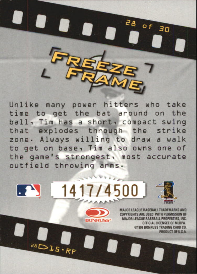 1998 Studio Baseball "Freeze Frame and Hit Parade" Insert Cards - Bild 5 von 7