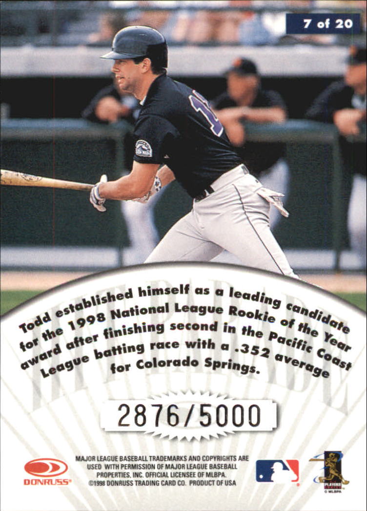 1998 Studio Baseball "Freeze Frame and Hit Parade" Insert Cards - Bild 7 von 7