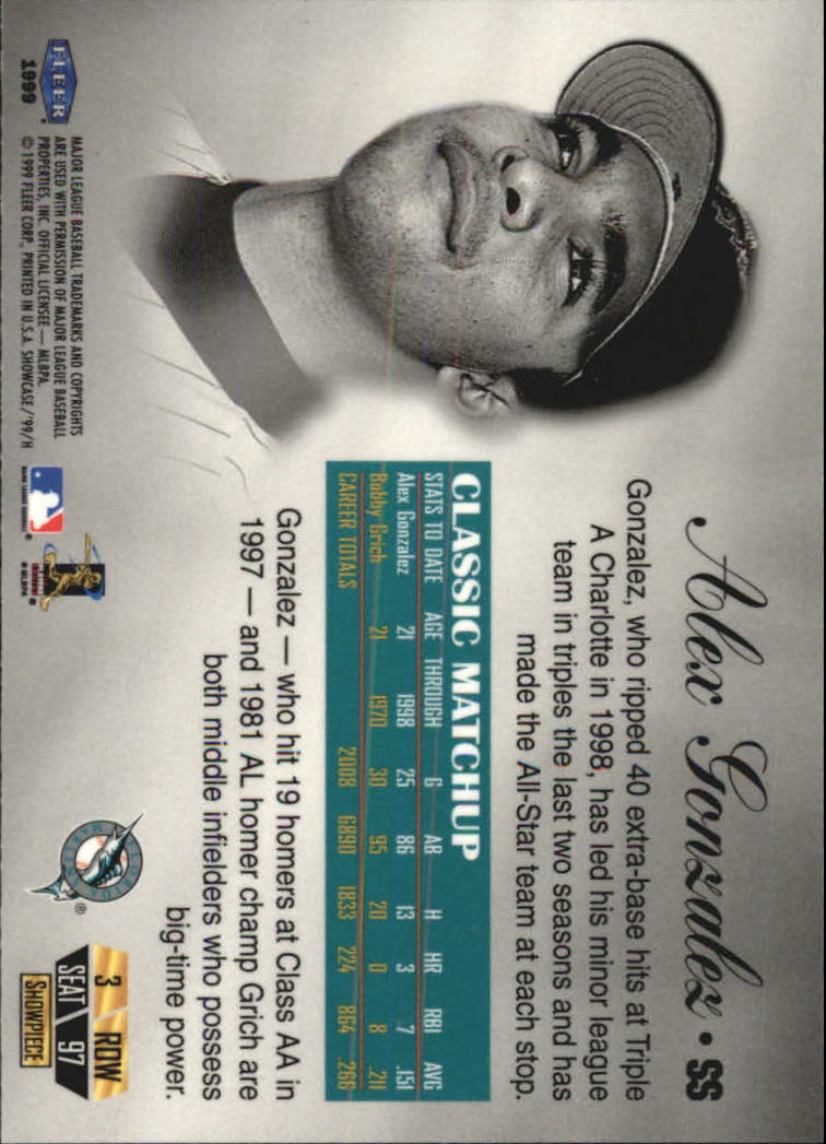 1999 Flair Showcase (Fleer) Baseball "Row 3" Main Set Cards - Picture 94 of 126