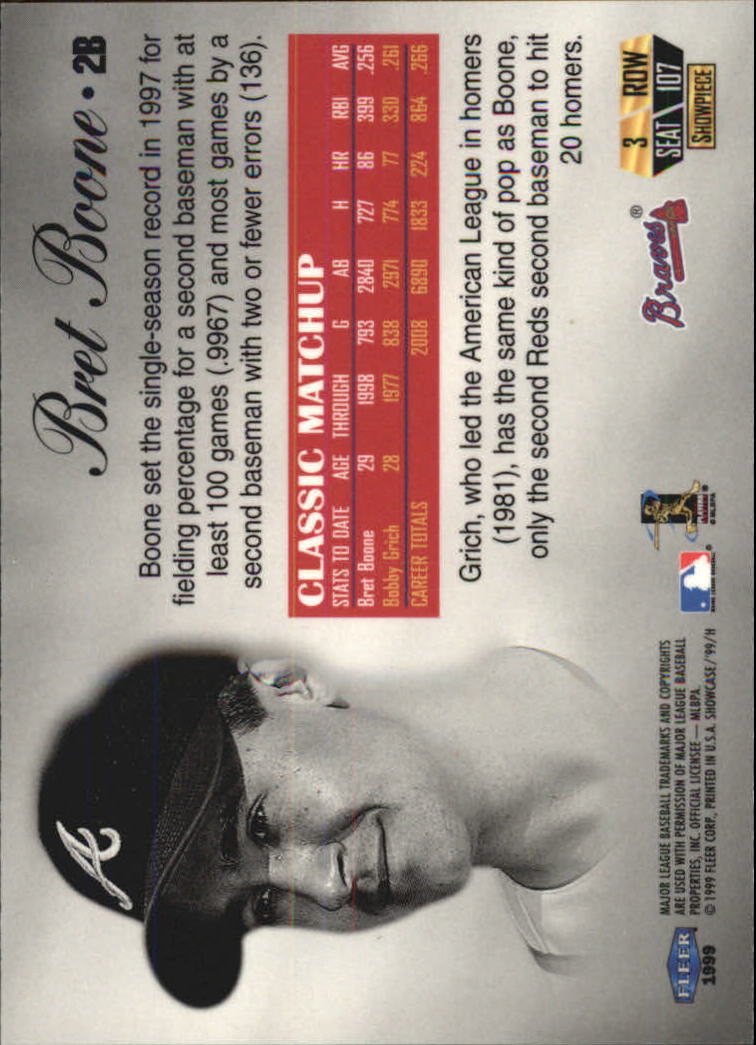 1999 Flair Showcase (Fleer) Baseball "Row 3" Main Set Cards - Picture 104 of 126