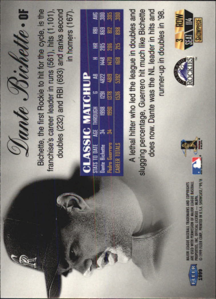1999 Flair Showcase (Fleer) Baseball "Row 3" Main Set Cards - Picture 108 of 126