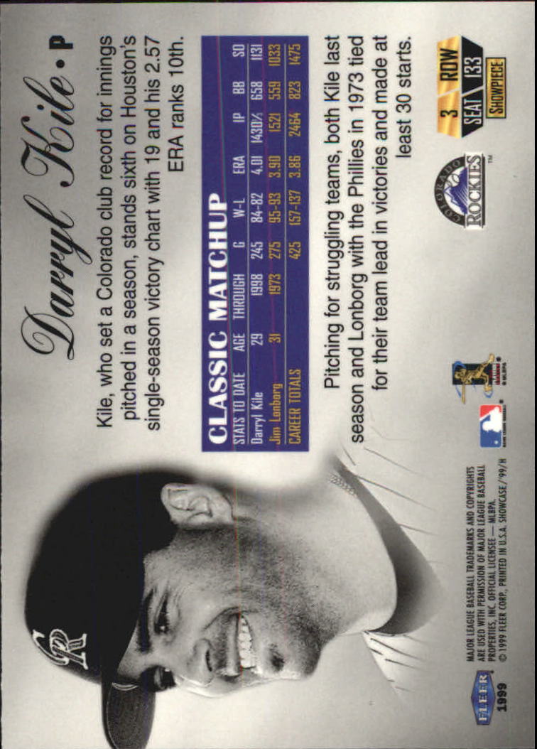 1999 Flair Showcase (Fleer) Baseball "Row 3" Main Set Cards - Picture 120 of 126