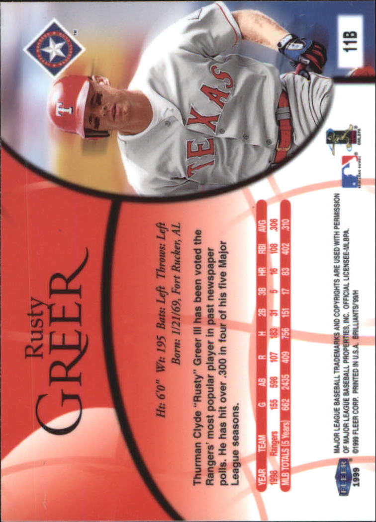 1999 Fleer Brilliants Baseball "Blue and Gold" Parallel Cards - Picture 7 of 84