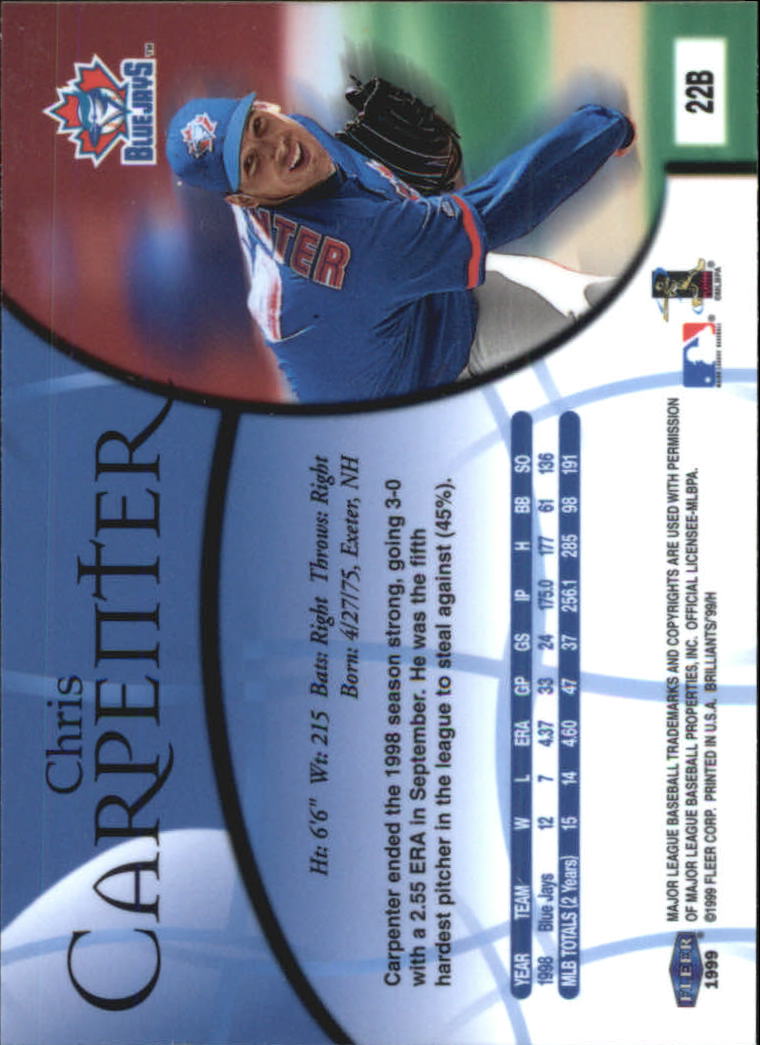1999 Fleer Brilliants Baseball "Blue and Gold" Parallel Cards - Picture 13 of 84