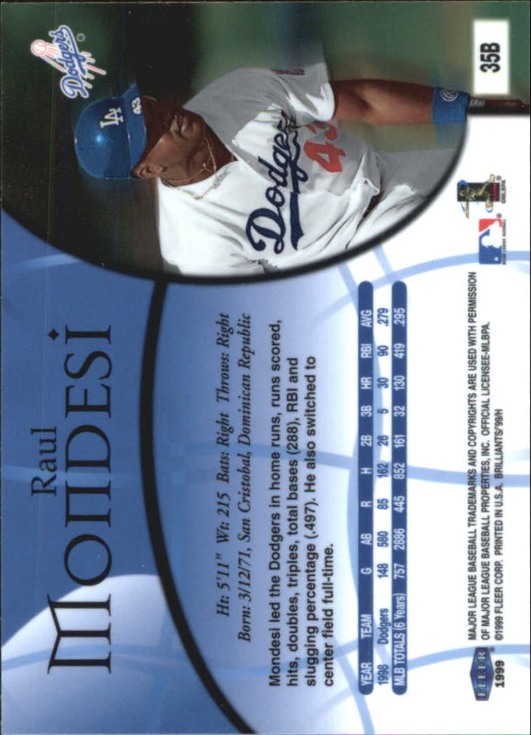 1999 Fleer Brilliants Baseball "Blue and Gold" Parallel Cards - Picture 15 of 84