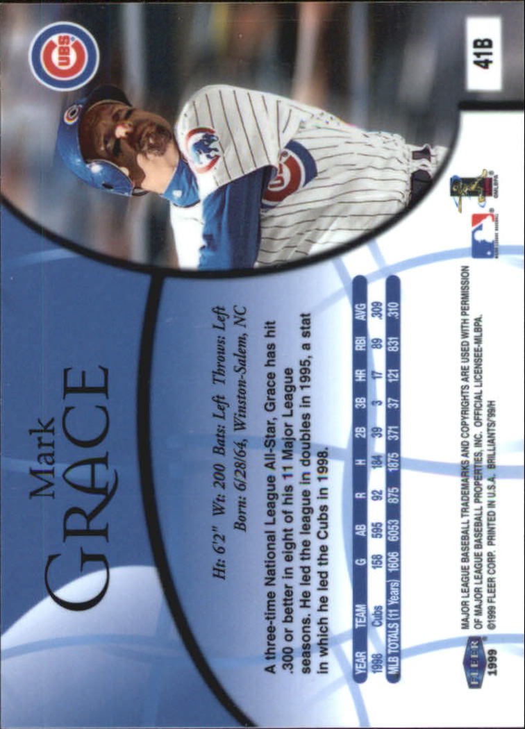 1999 Fleer Brilliants Baseball "Blue and Gold" Parallel Cards - Picture 19 of 84