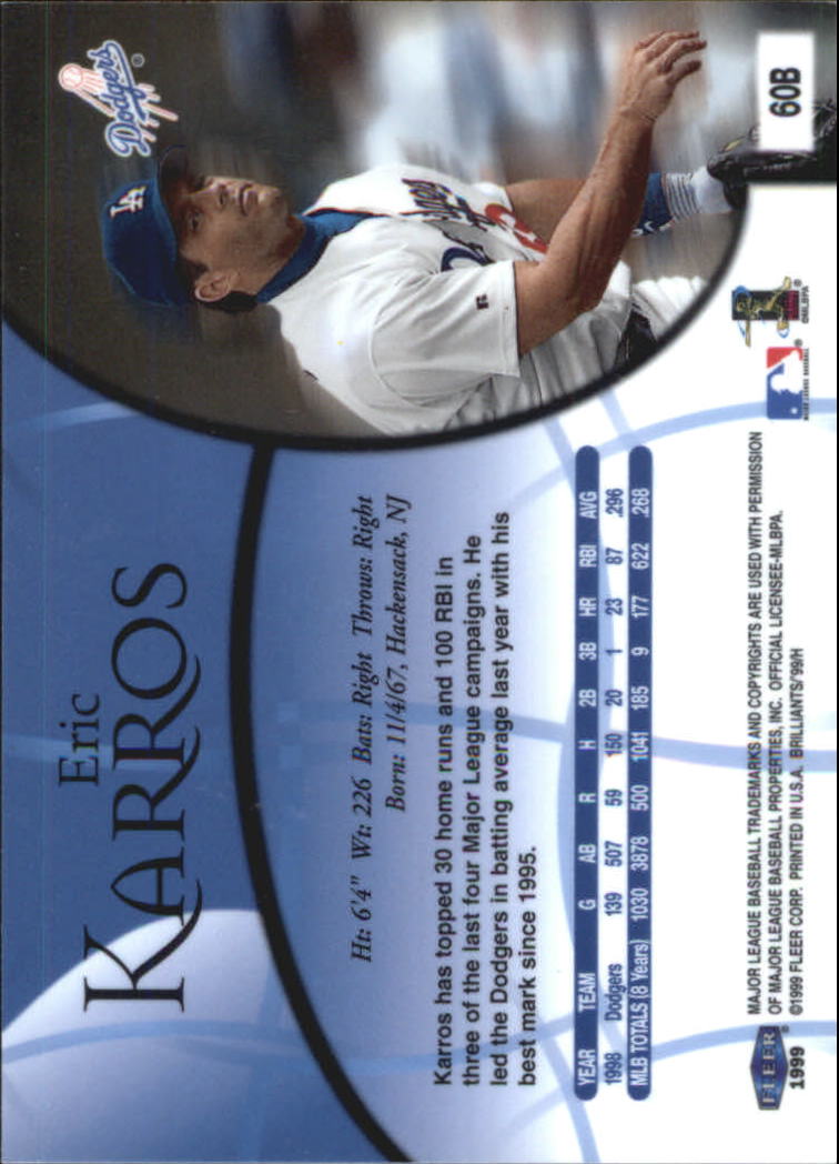 1999 Fleer Brilliants Baseball "Blue and Gold" Parallel Cards - Picture 29 of 84