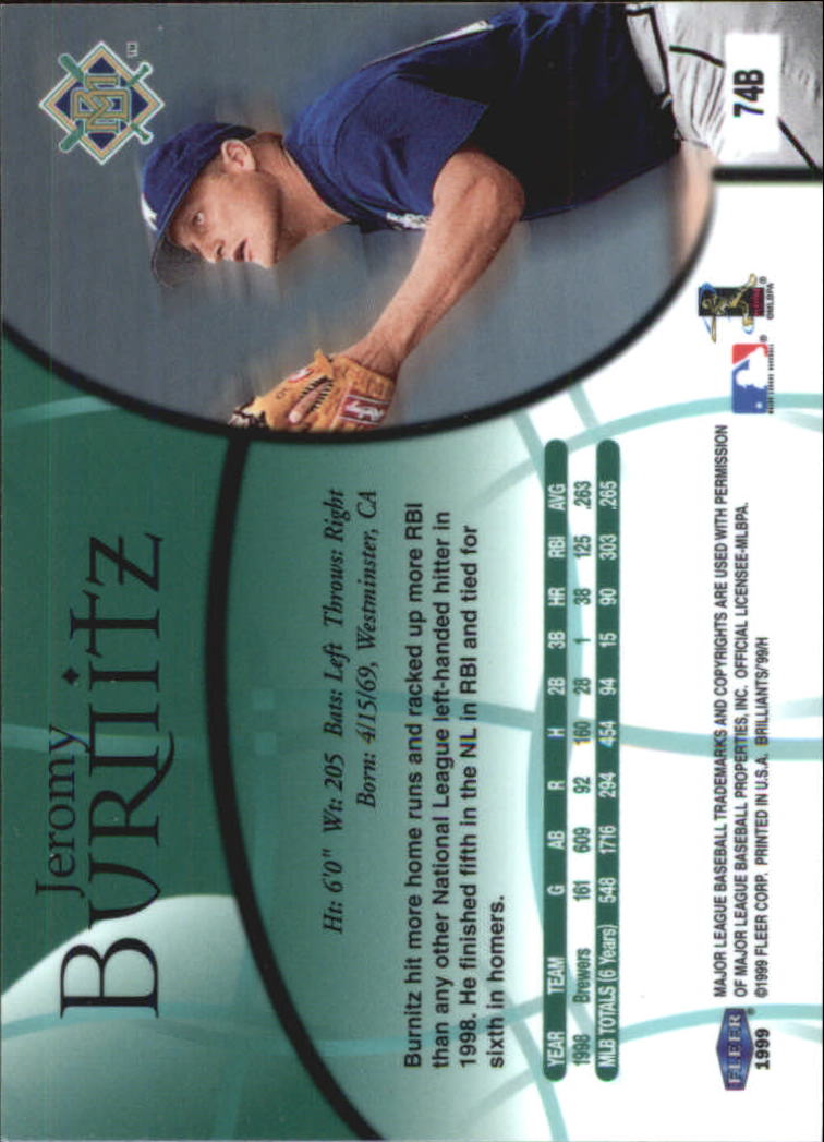 1999 Fleer Brilliants Baseball "Blue and Gold" Parallel Cards - Picture 37 of 84
