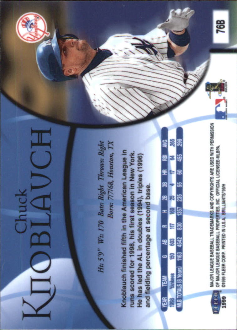 1999 Fleer Brilliants Baseball "Blue and Gold" Parallel Cards - Picture 39 of 84