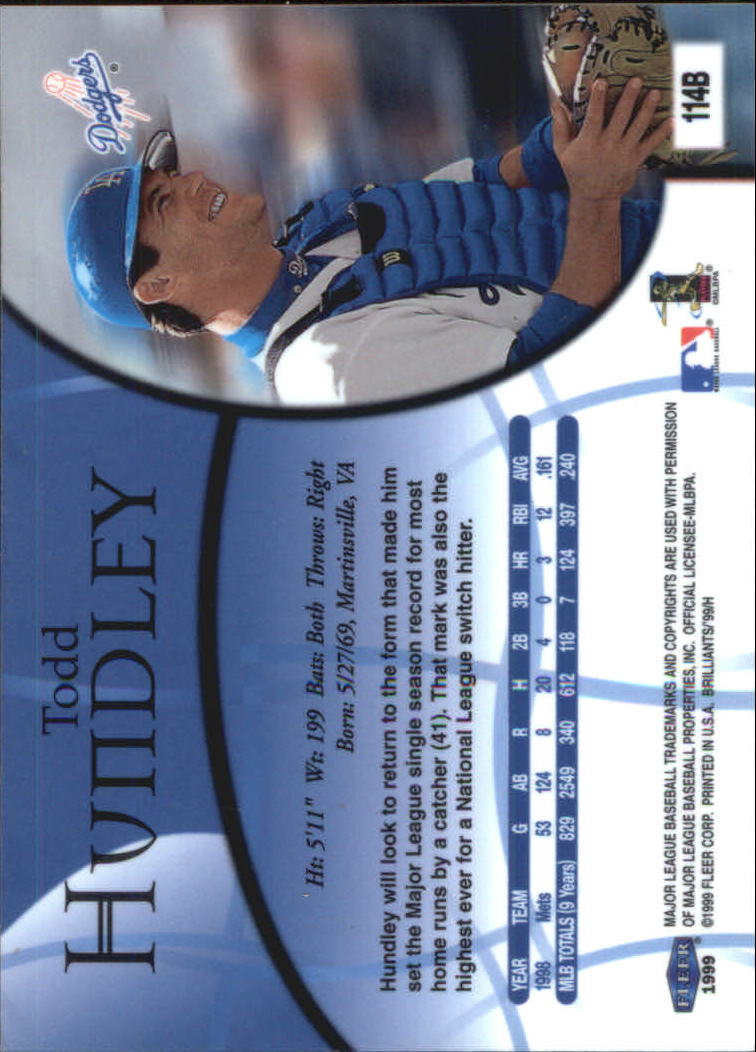 1999 Fleer Brilliants Baseball "Blue and Gold" Parallel Cards - Picture 45 of 84