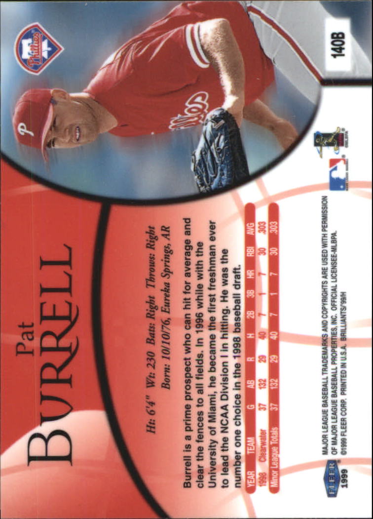 1999 Fleer Brilliants Baseball "Blue and Gold" Parallel Cards - Picture 55 of 84