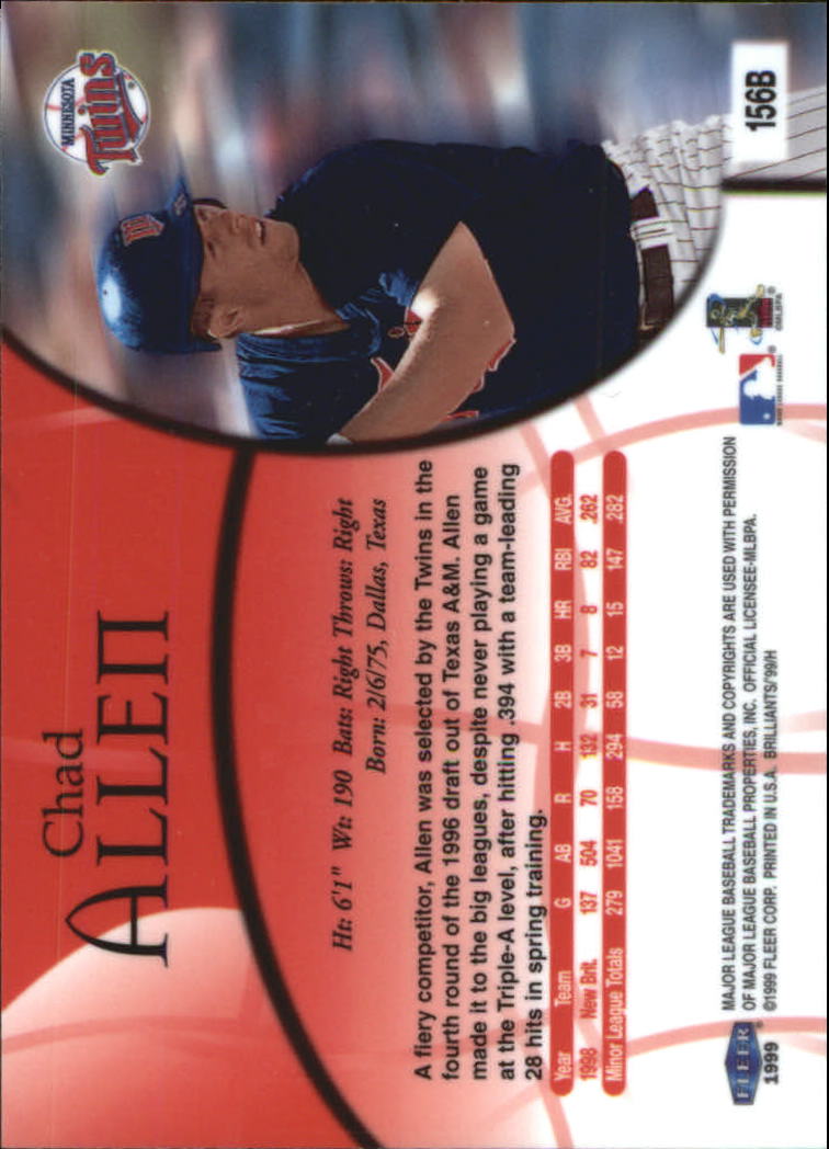 1999 Fleer Brilliants Baseball "Blue and Gold" Parallel Cards - Picture 66 of 84