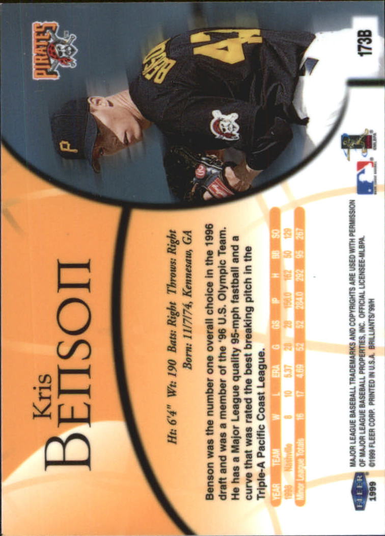1999 Fleer Brilliants Baseball "Blue and Gold" Parallel Cards - Picture 80 of 84