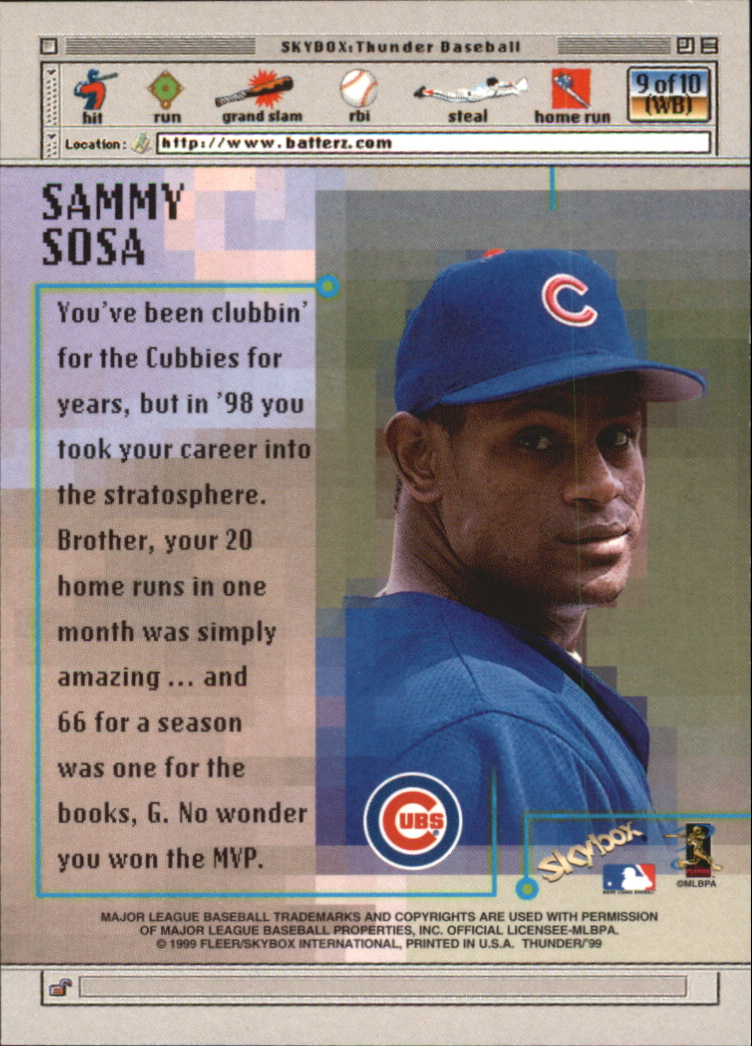 1999 Skybox Thunder Baseball "Insert and Parallel" Cards - Picture 55 of 57