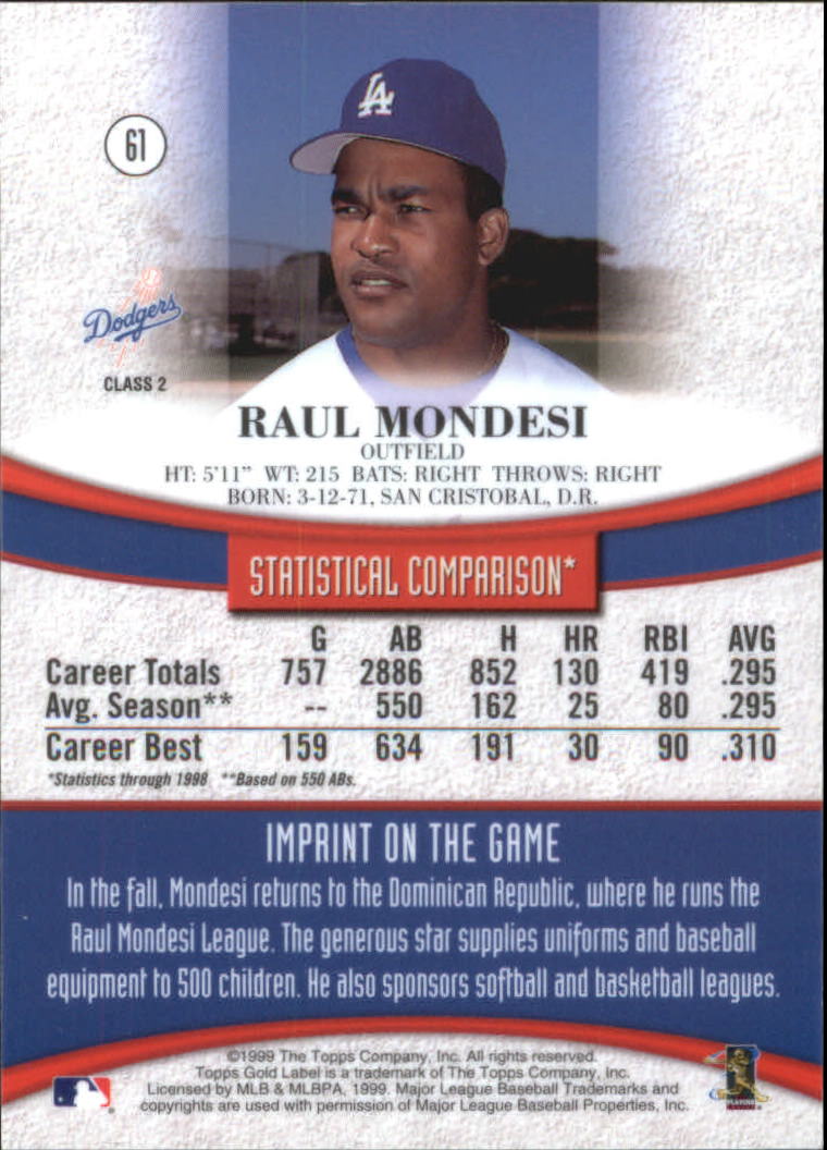 1999 Topps Gold Label Baseball - Picture 105 of 126
