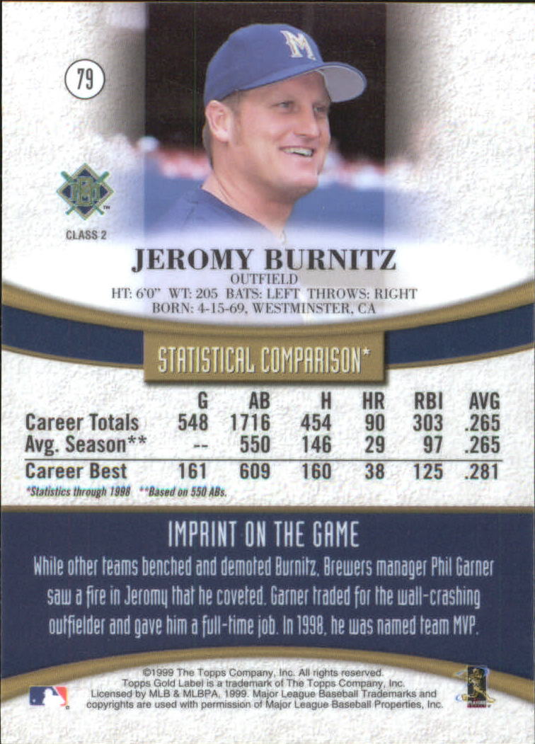 1999 Topps Gold Label Baseball - Picture 107 of 126