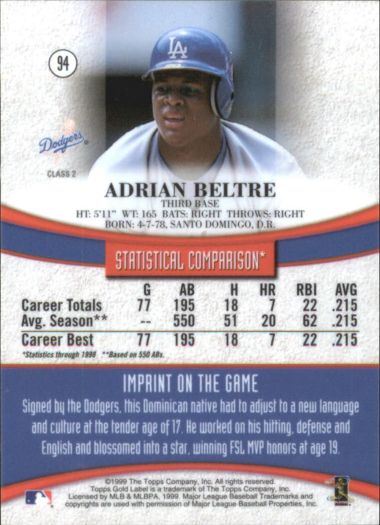 1999 Topps Gold Label Baseball - Picture 113 of 126