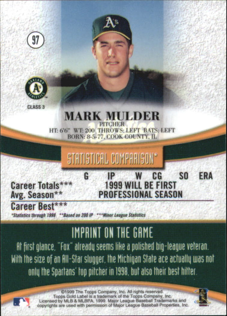 1999 Topps Gold Label Baseball - Picture 123 of 126