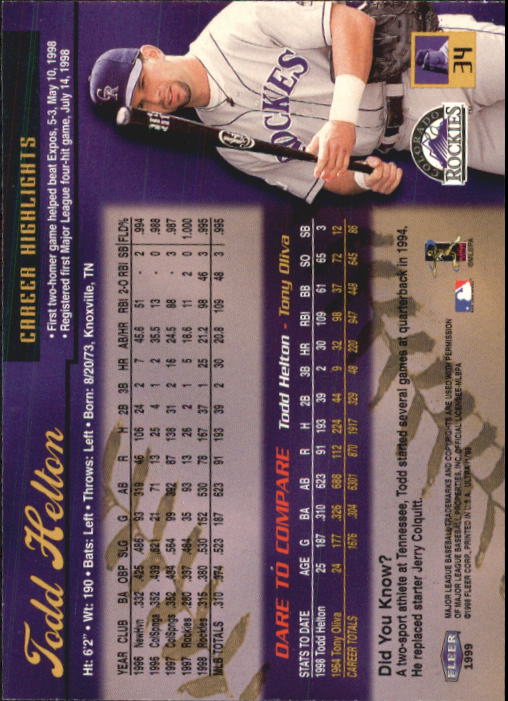 1999 Ultra (Fleer) Baseball "Main Set" Cards - Picture 69 of 501
