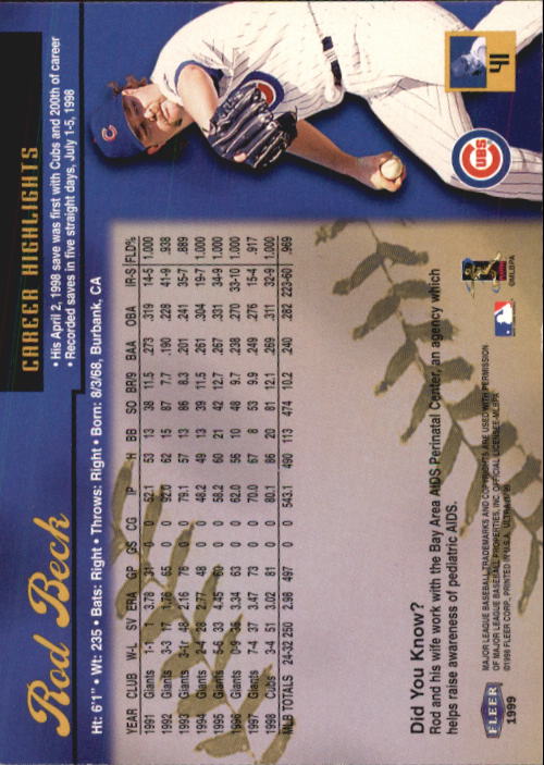 1999 Ultra (Fleer) Baseball "Main Set" Cards - Picture 83 of 501