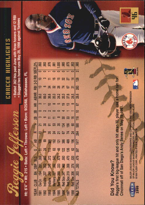 1999 Ultra (Fleer) Baseball "Main Set" Cards - Picture 93 of 501
