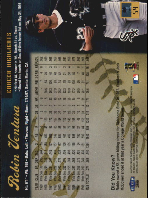 1999 Ultra (Fleer) Baseball "Main Set" Cards - Picture 109 of 501