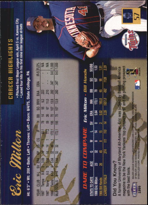 1999 Ultra (Fleer) Baseball "Main Set" Cards - Picture 115 of 501