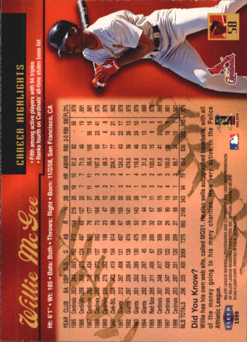 1999 Ultra (Fleer) Baseball "Main Set" Cards - Picture 117 of 501