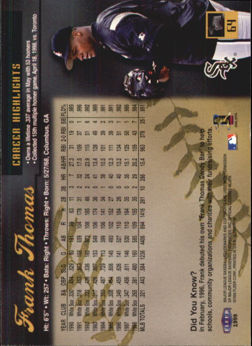 1999 Ultra (Fleer) Baseball "Main Set" Cards - Picture 129 of 501