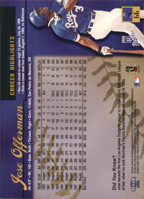 1999 Ultra (Fleer) Baseball "Main Set" Cards - Picture 133 of 501