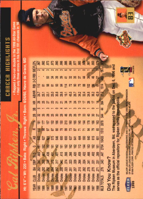 1999 Ultra (Fleer) Baseball "Main Set" Cards - Picture 167 of 501