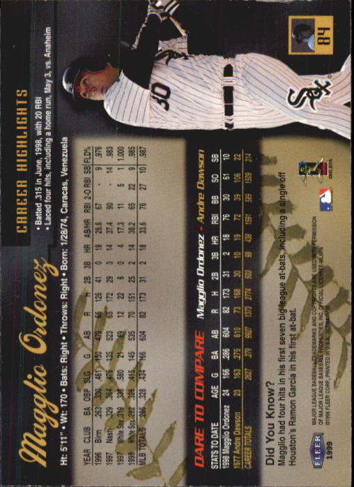 1999 Ultra (Fleer) Baseball "Main Set" Cards - Picture 169 of 501