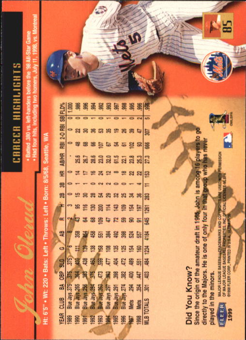 1999 Ultra (Fleer) Baseball "Main Set" Cards - Picture 171 of 501