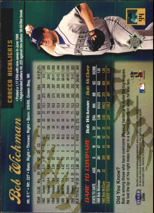 1999 Ultra (Fleer) Baseball "Main Set" Cards - Picture 189 of 501