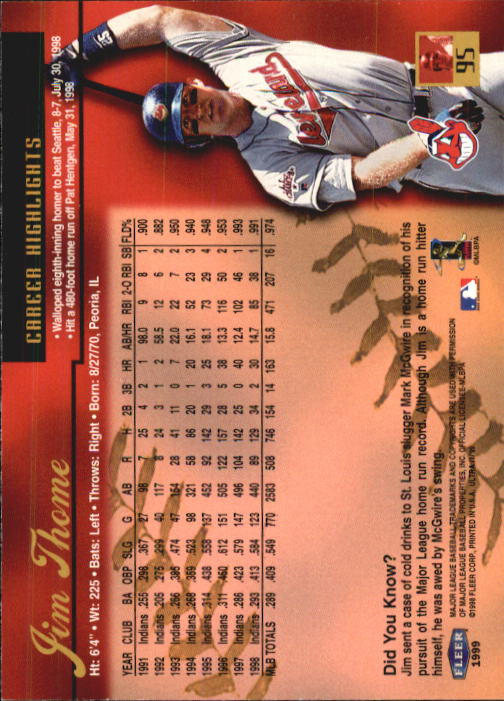 1999 Ultra (Fleer) Baseball "Main Set" Cards - Picture 191 of 501