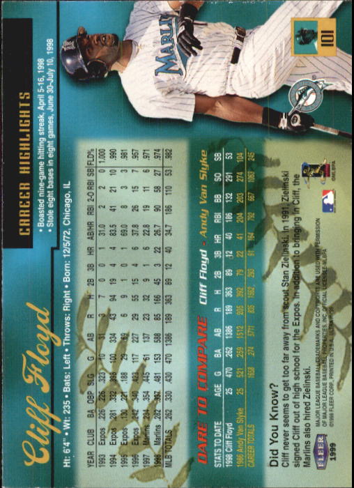 1999 Ultra (Fleer) Baseball "Main Set" Cards - Picture 203 of 501