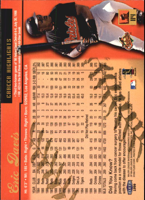 1999 Ultra (Fleer) Baseball "Main Set" Cards - Picture 229 of 501
