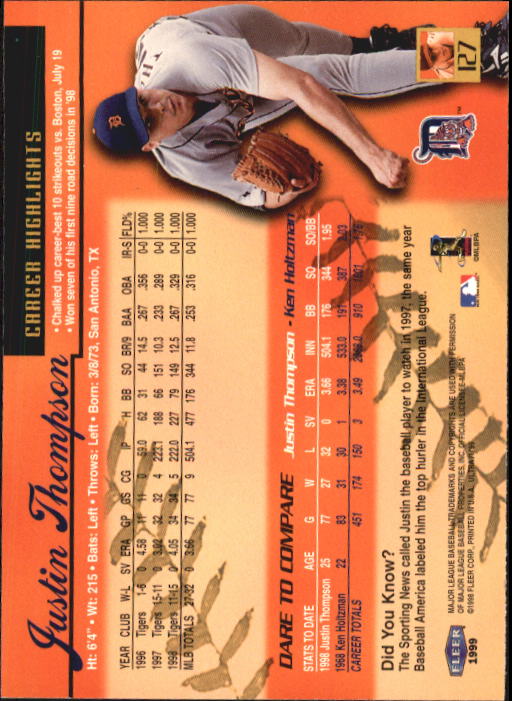 1999 Ultra (Fleer) Baseball "Main Set" Cards - Picture 255 of 501