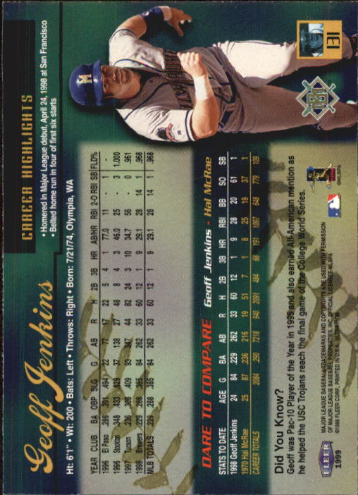 1999 Ultra (Fleer) Baseball "Main Set" Cards - Picture 263 of 501
