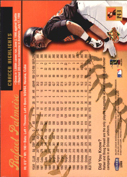 1999 Ultra (Fleer) Baseball "Main Set" Cards - Picture 287 of 501