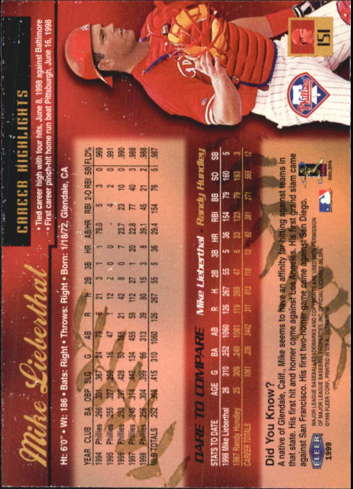 1999 Ultra (Fleer) Baseball "Main Set" Cards - Picture 303 of 501