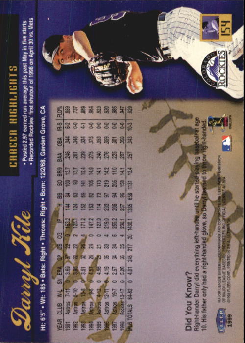 1999 Ultra (Fleer) Baseball "Main Set" Cards - Picture 309 of 501