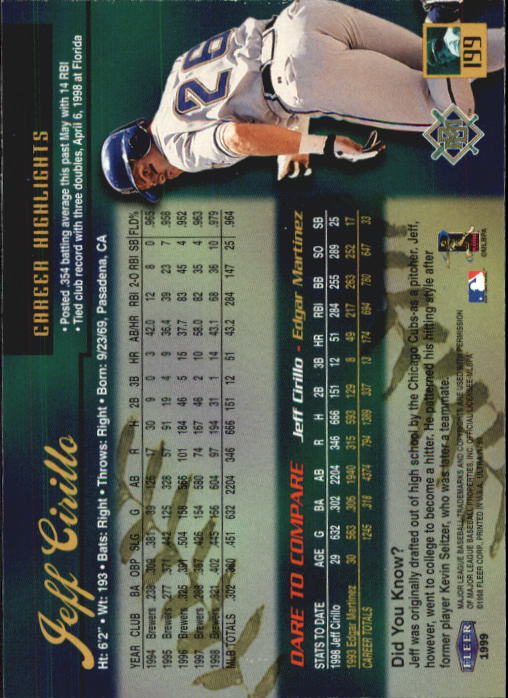 1999 Ultra (Fleer) Baseball "Main Set" Cards - Picture 399 of 501