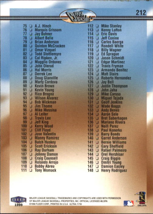 1999 Ultra (Fleer) Baseball "Main Set" Cards - Picture 425 of 501