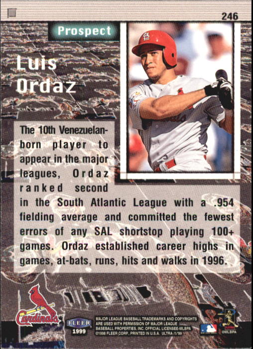 1999 Ultra (Fleer) Baseball "Main Set" Cards - Picture 493 of 501