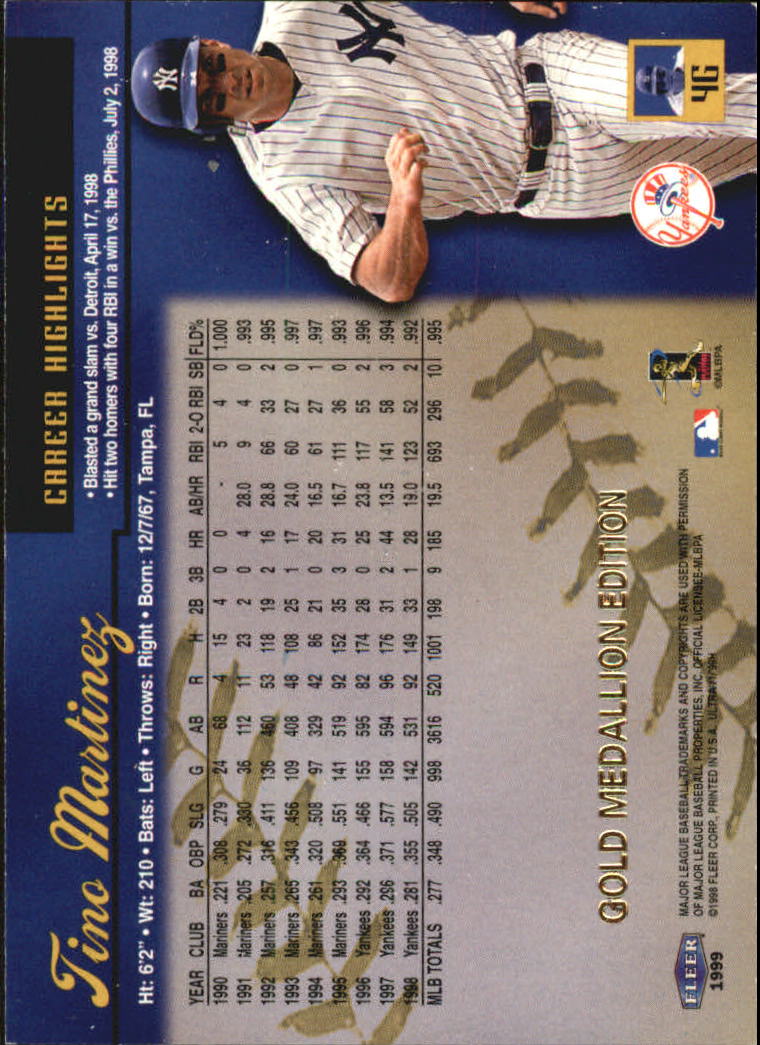 1999 Ultra (Fleer) Baseball "Gold and Platinum Medallion" Parallel Cards - Picture 3 of 224