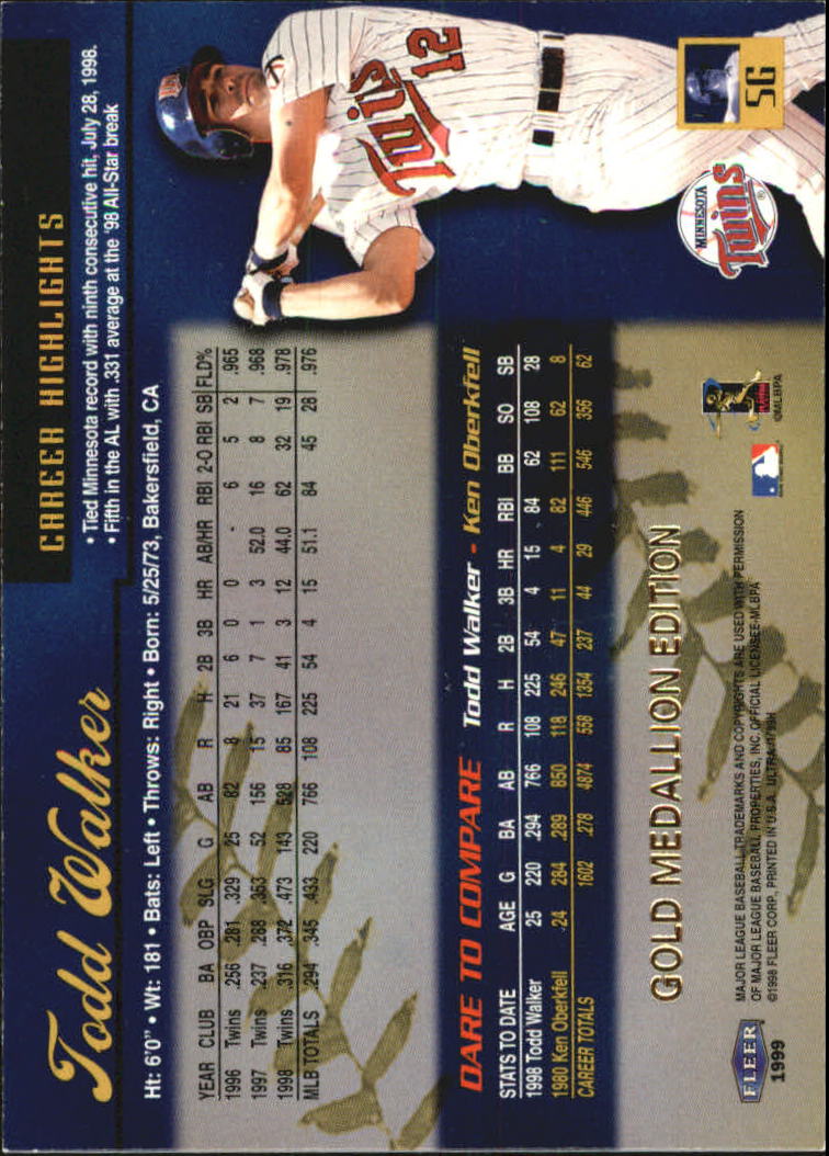 1999 Ultra (Fleer) Baseball "Gold and Platinum Medallion" Parallel Cards - Picture 5 of 224
