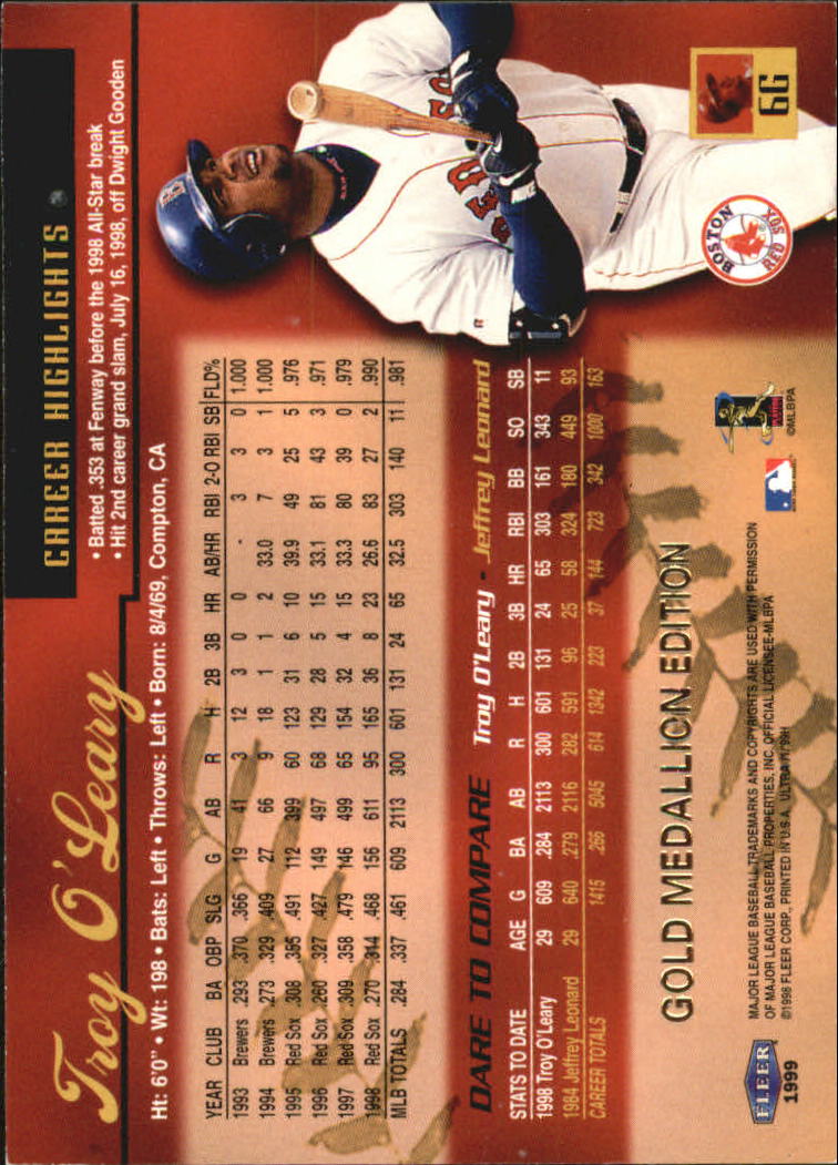 1999 Ultra (Fleer) Baseball "Gold and Platinum Medallion" Parallel Cards - Picture 7 of 224