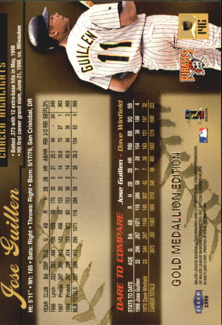 1999 Ultra (Fleer) Baseball "Gold and Platinum Medallion" Parallel Cards - Picture 14 of 224